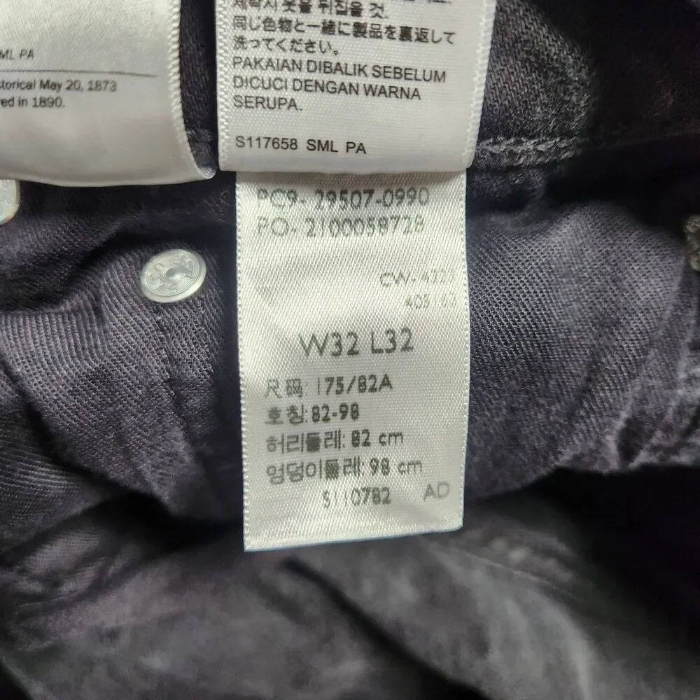 Levi's 502 Irregular Jeans Men 32X32 (31X29) Black Tapered Leg